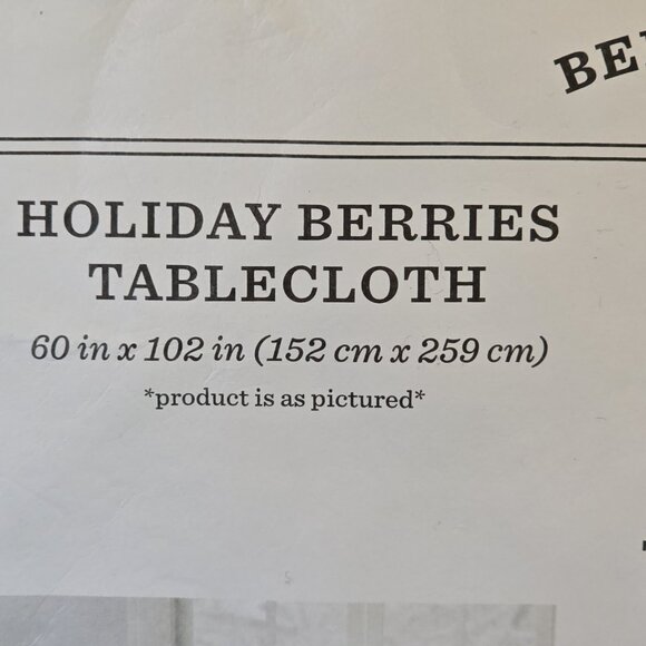 Bee & Willow Home Holiday Berries Tablecloth 60x102" Christmas Oblong NEW NIP - Picture 4 of 7